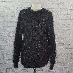 Vintage 80s Mohair Oversized Rainbow Knit Sweater Medium